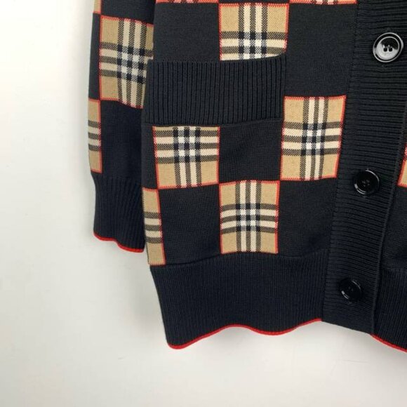 Burberry Black check-pattern wool V-neck cardigan - Picture 4 of 8